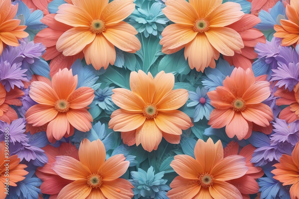 abstract flower background, pattern of flowers of various pastel colors, a background of one color, an archival photograph, pop art, digital artwork abstract flower background, pattern of flowers of various pastel colors, a background of one color, an archival photograph, pop art, digital artwork