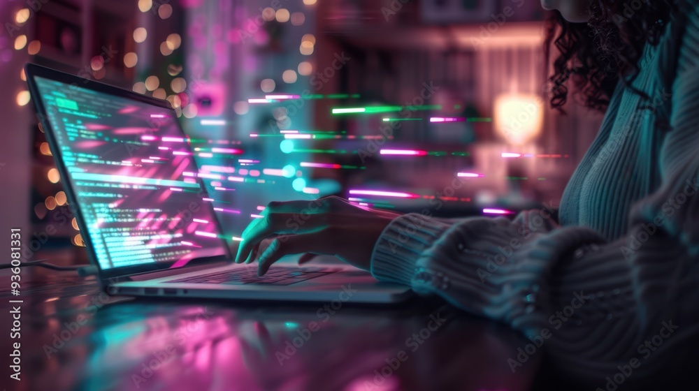 The programmer coding at night The programmer coding at night