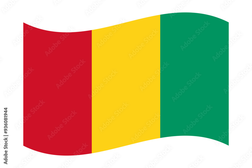 Fototapeta premium Vector illustration of wavy Guinea flag on transparent background