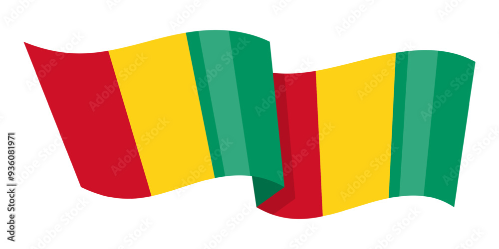 Obraz premium Vector illustration of wavy Guinea flag on transparent background