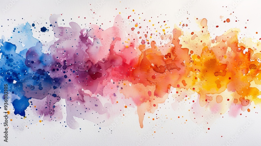 Fototapeta premium Bright watercolor splashes in playful colors, perfect for children's designs