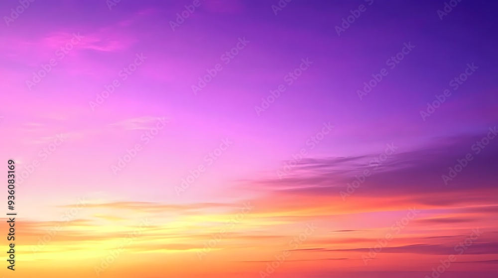 Fototapeta premium Vibrant Sunset Sky Wallpaper, Purple Golden Hues, Enchanting Design Backdrop, Copy Space for Text Images