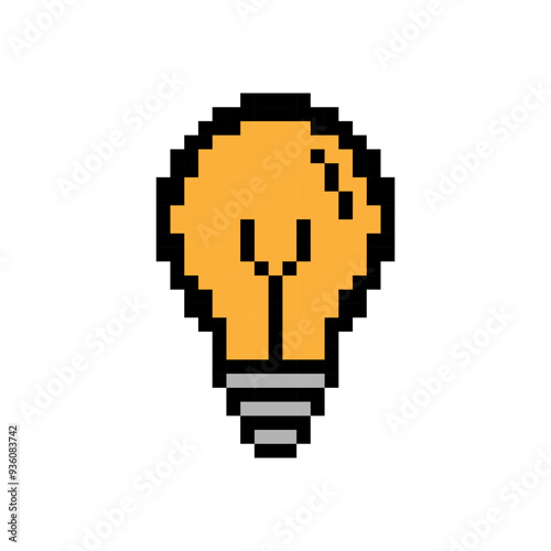 Lamp bulb pixel art icon