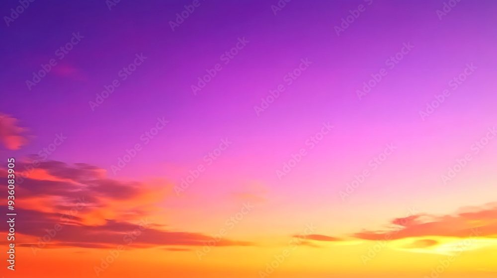 Fototapeta premium Vibrant Sunset Sky Wallpaper, Purple Golden Hues, Enchanting Design Backdrop, Copy Space for Text Images