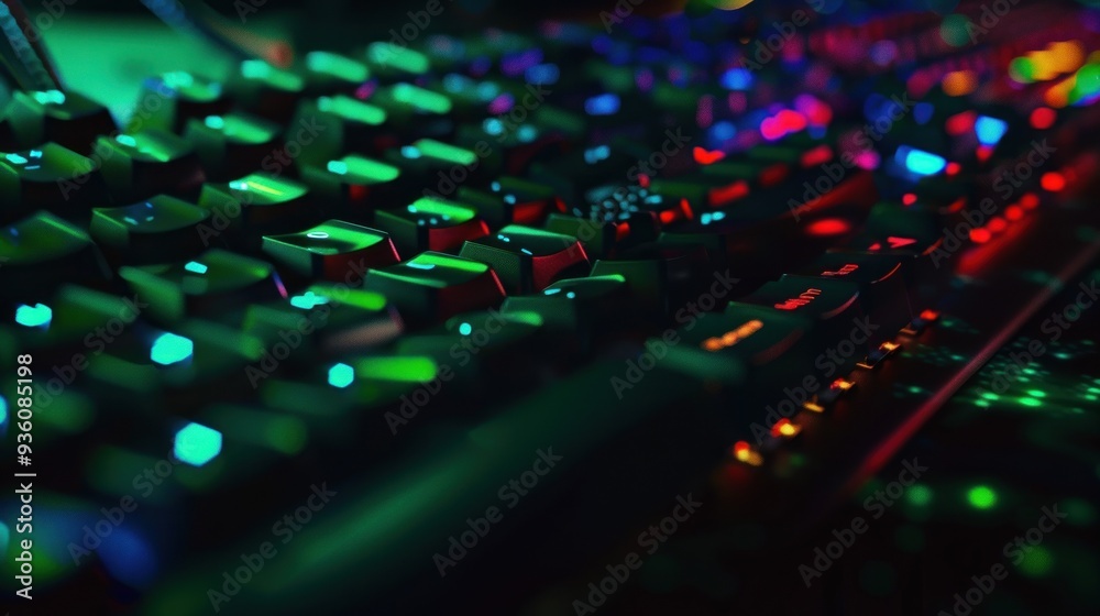 Close-Up of a Vibrant Gaming Keyboard Close-Up of a Vibrant Gaming Keyboard