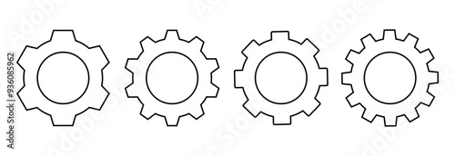 Black Setting Vector Icon set, Gear symbol, App amd Website Icon for Interface, Internet Graphic Elements desigm in Modern Minimal style, Vectorstock