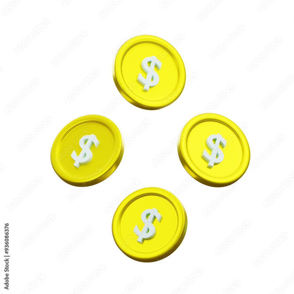 3d illustration Dollar Coin Currency 3d illustration Dollar Coin Currency