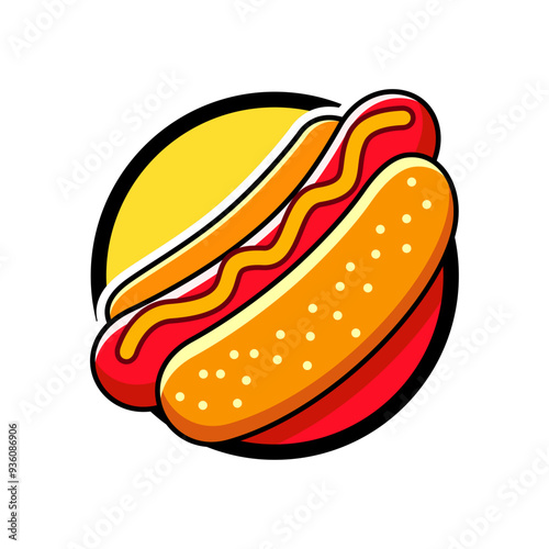 Hotdog logo vector illustration template in circle with white background