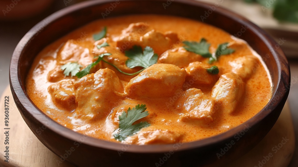 Chicken Tikka Masala in a Wooden Bowl Chicken Tikka Masala in a Wooden Bowl