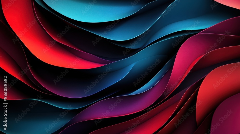 Abstract waves in vibrant shades of red, blue, and purple create a dynamic, flowing composition. Abstract waves in vibrant shades of red, blue, and purple create a dynamic, flowing composition.