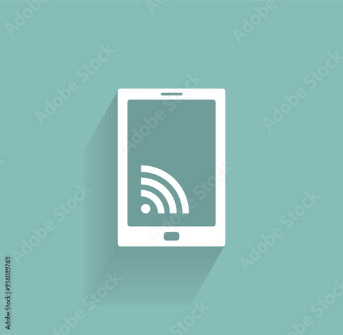 Vector icon of white color with shadow on gray-green background