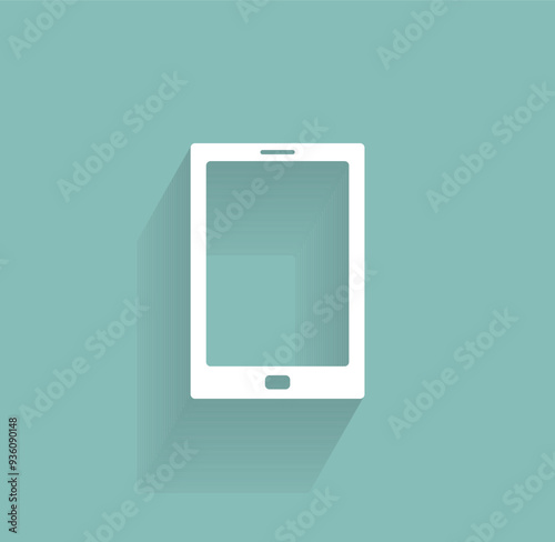 Vector icon of white color with shadow on gray-green background photo