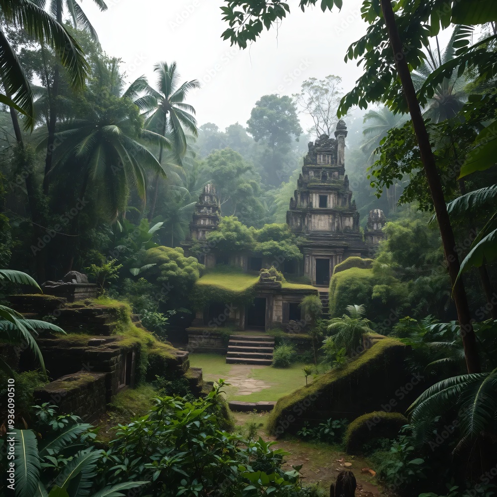 ancient and overgrown mayan temple ruins in the jungle, lost place in the amazon rainforest ancient and overgrown mayan temple ruins in the jungle, lost place in the amazon rainforest