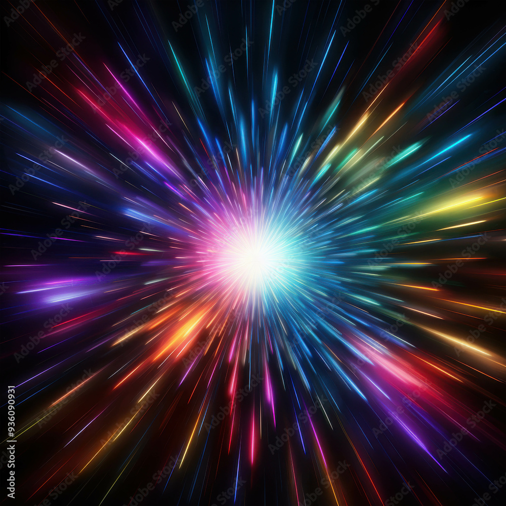 Cosmic Burst: A vibrant explosion of color and light radiating from a central point, evoking a sense of energy, creation, and the vastness of space. Cosmic Burst: A vibrant explosion of color and light radiating from a central point, evoking a sense of energy, creation, and the vastness of space.
