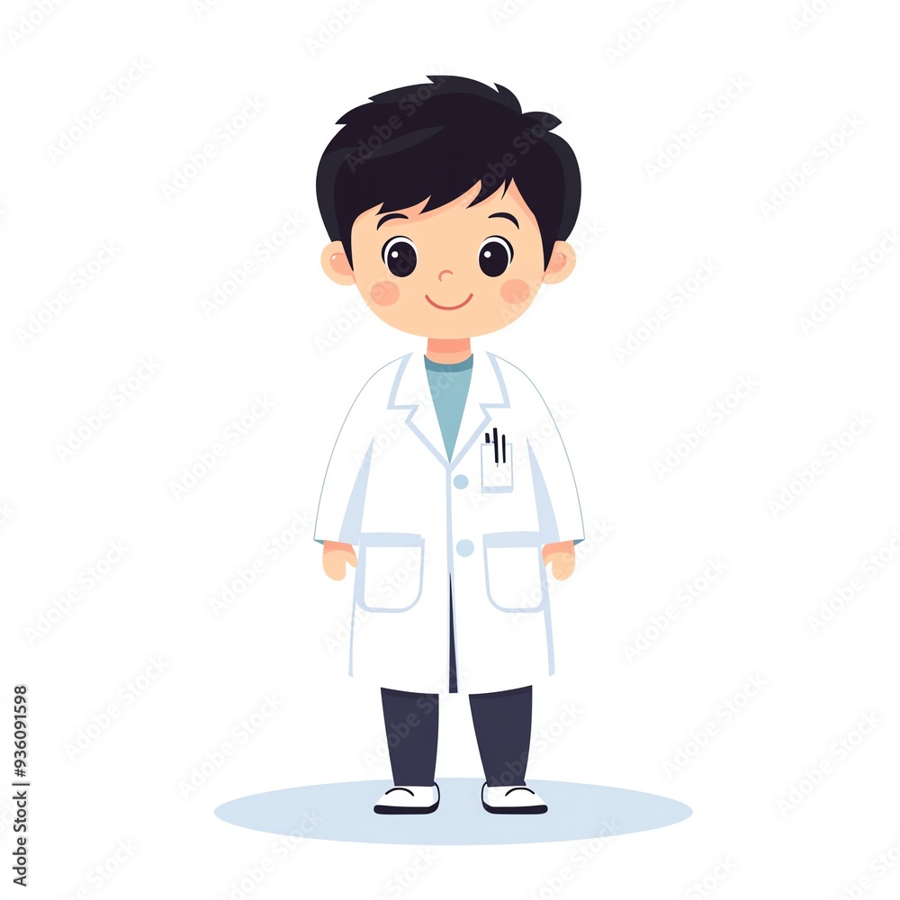 A cheerful young boy dressed in a doctor's coat, symbolizing healthcare and hope for future medical professionals. A cheerful young boy dressed in a doctor's coat, symbolizing healthcare and hope for future medical professionals.