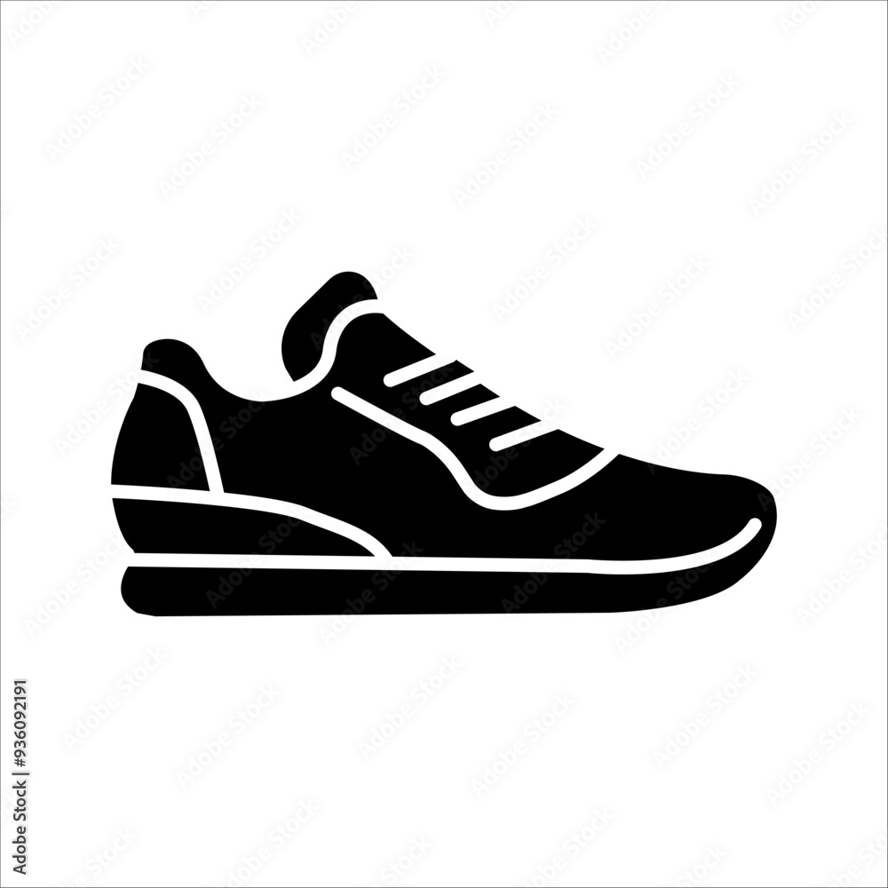 Shoe icon. Black shoe silhouette symbol on white background. Vector illustration. Shoe icon. Black shoe silhouette symbol on white background. Vector illustration.