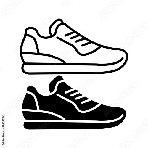 Shoe icon. Black shoe silhouette symbol on white background. Vector illustration.