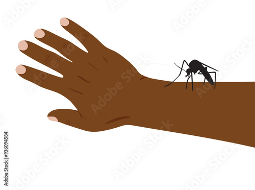 Mosquito on hand. vector illustration