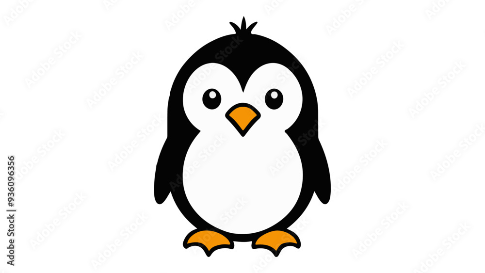Fototapeta premium very cute little penguin simple illustration sign/symbol