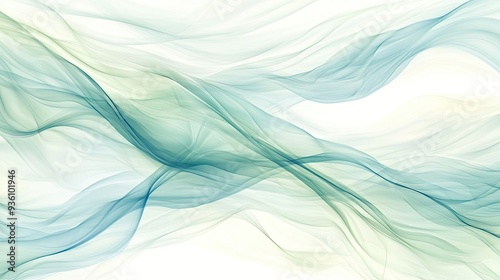 Gentle waves of soft colors flow across the background, blending white, light green, and blue in a digital, soothing design.