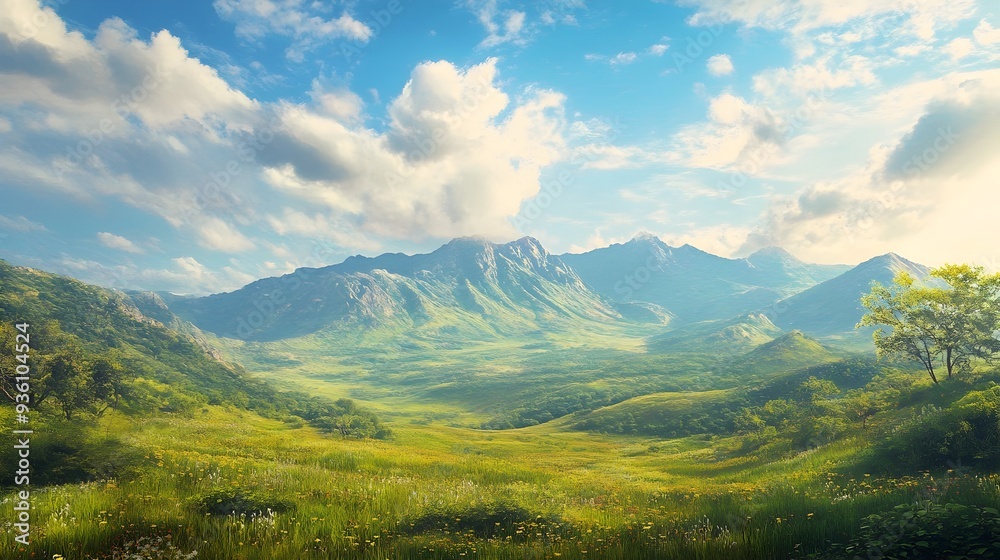 Tranquil Mountain Landscape with Sweeping Vistas and Serene Atmosphere Tranquil Mountain Landscape with Sweeping Vistas and Serene Atmosphere
