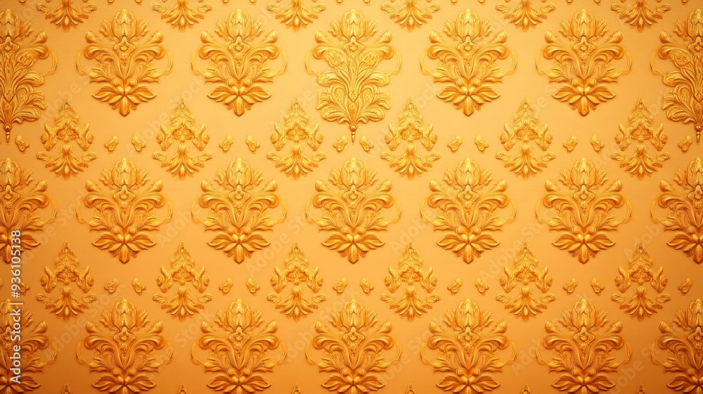 Elegant golden textured wallpaper with intricate floral patterns, perfect for luxurious interior designs and classic decor themes. Elegant golden textured wallpaper with intricate floral patterns, perfect for luxurious interior designs and classic decor themes.