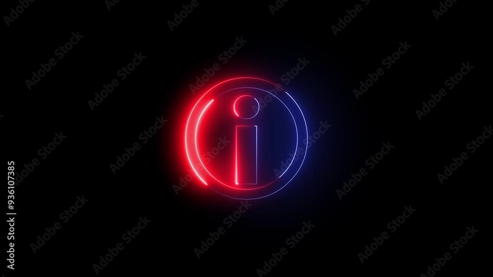 glowing neon exclamatory text icon red and blue color black background . glowing neon exclamatory text icon red and blue color black background .
