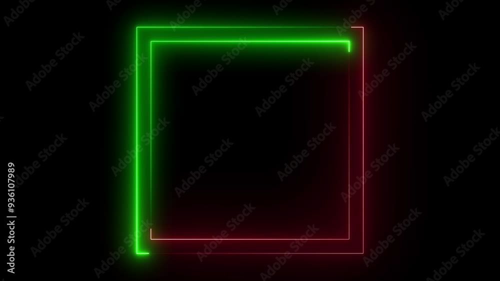 Neon line frame on black background. Loop abstract seamless background with purple spectrum. Glowing lines abstract background Neon line frame on black background. Loop abstract seamless background with purple spectrum. Glowing lines abstract background