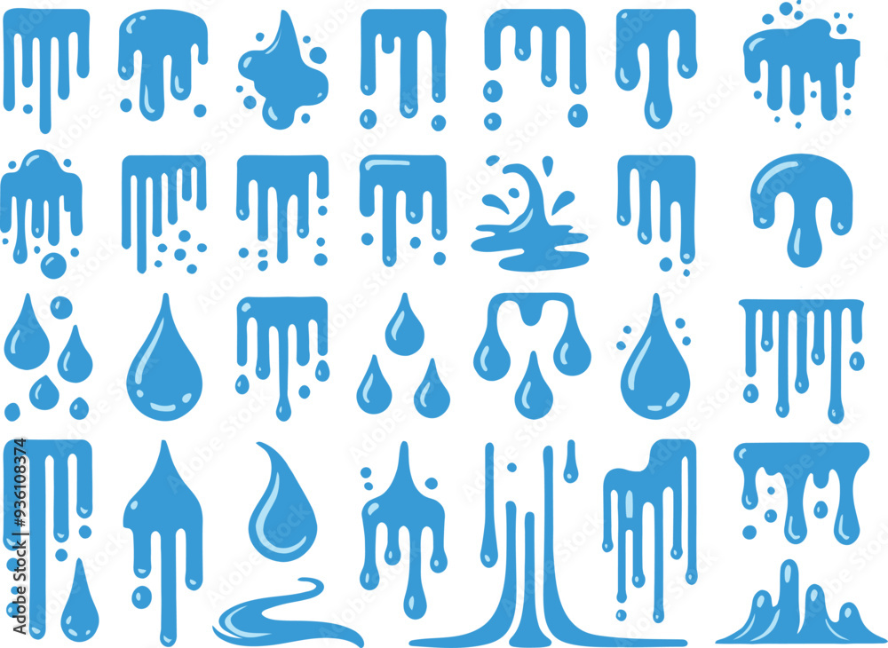 A collection of water dripping for artwork compositions A collection of water dripping for artwork compositions