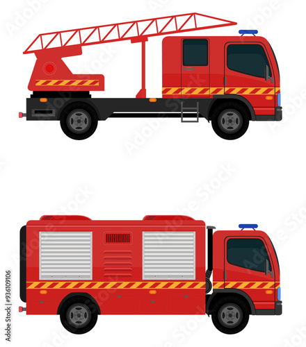 fire engine automobile car vehicle flat style vector illustration isolated on white background
