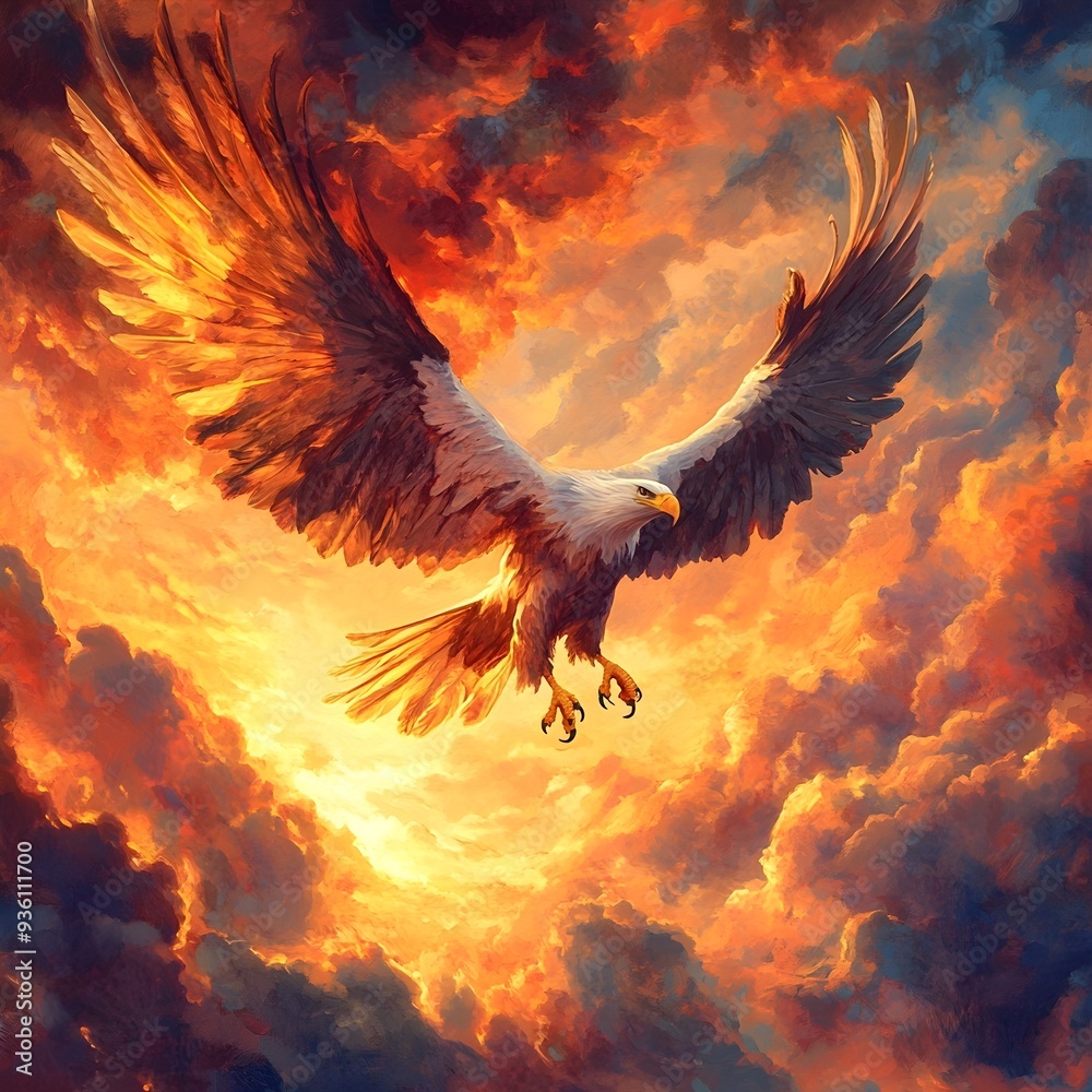 custom made wallpaper toronto digitalMajestic Eagle Soars Towards the Sky in Allegorical Pursuit of Justice