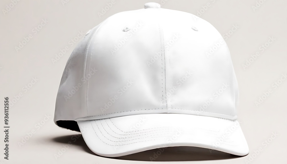 White baseball caps mock up a gray background, front and back or different sides. For branding and advertising.4