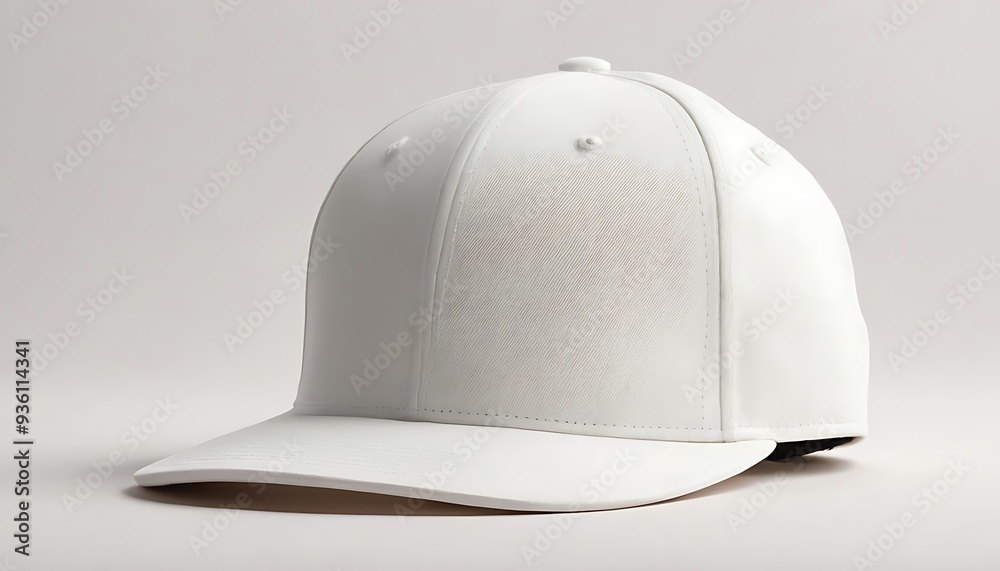 Fototapeta premium White baseball caps mock up a gray background. For branding and advertising.14