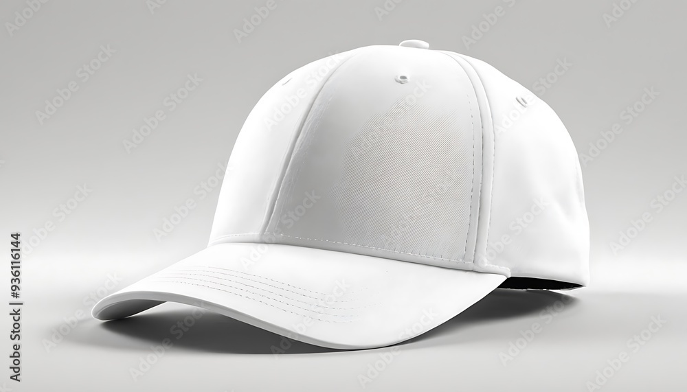 White baseball caps mock up a gray background. For branding and advertising.1 White baseball caps mock up a gray background. For branding and advertising.1