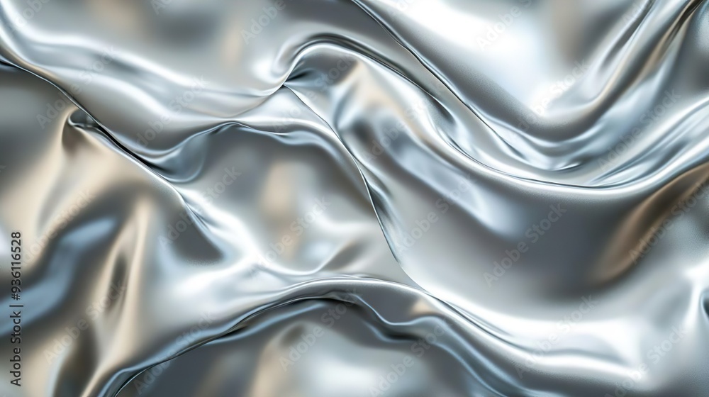 Obraz premium Sleek liquid metal texture in shiny silver ideal for a contemporary and polished wallpaper theme