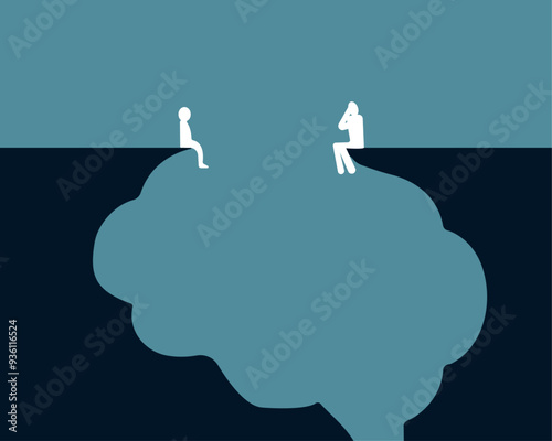 Mental health brain and psychological emotional difference illustration