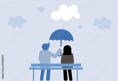 Depressed sad person therapy illustration