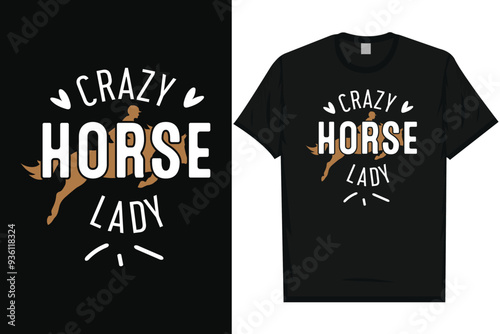 Crazy horse lady horses, riding horses racing vintage graphics typography t-shirt design