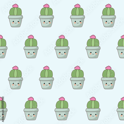 Doodle Flower and Pot Cartoon Seamless Pattern Background. Abstract Cute Kawaii Baby Textile Swatch Design. Bright Domestic Floral Plant in Vase Decorative Element Symbol Silhouette Fabric Print.