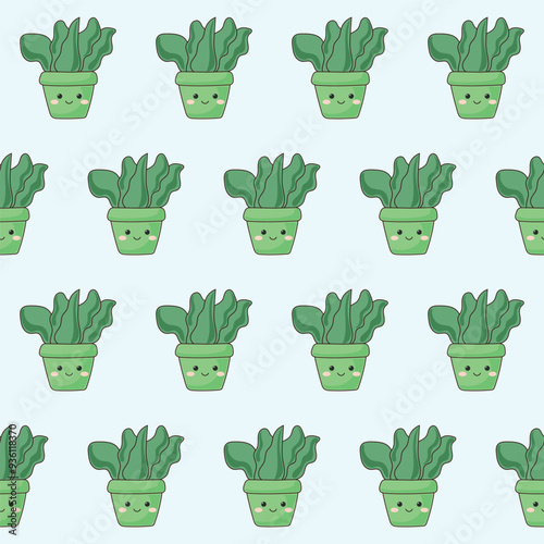 Doodle Flower and Pot Cartoon Seamless Pattern Background. Abstract Cute Kawaii Baby Textile Swatch Design. Bright Domestic Floral Plant in Vase Decorative Element Symbol Silhouette Fabric Print.