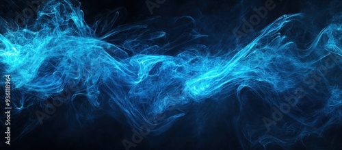 Abstract Blue Smoke Swirls on Dark Background photo