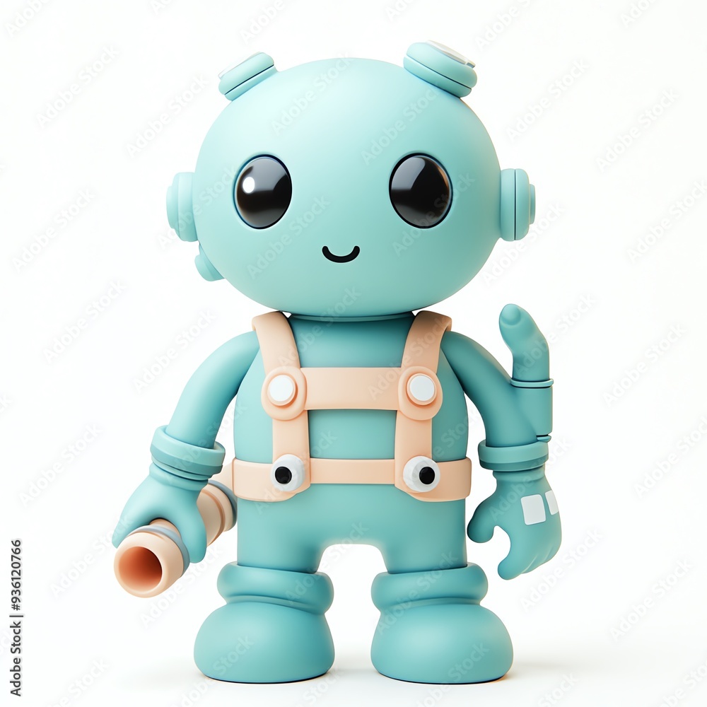 Cute and colorful robot figure with big eyes, suitable for children's toys or decorations. Cute and colorful robot figure with big eyes, suitable for children's toys or decorations.