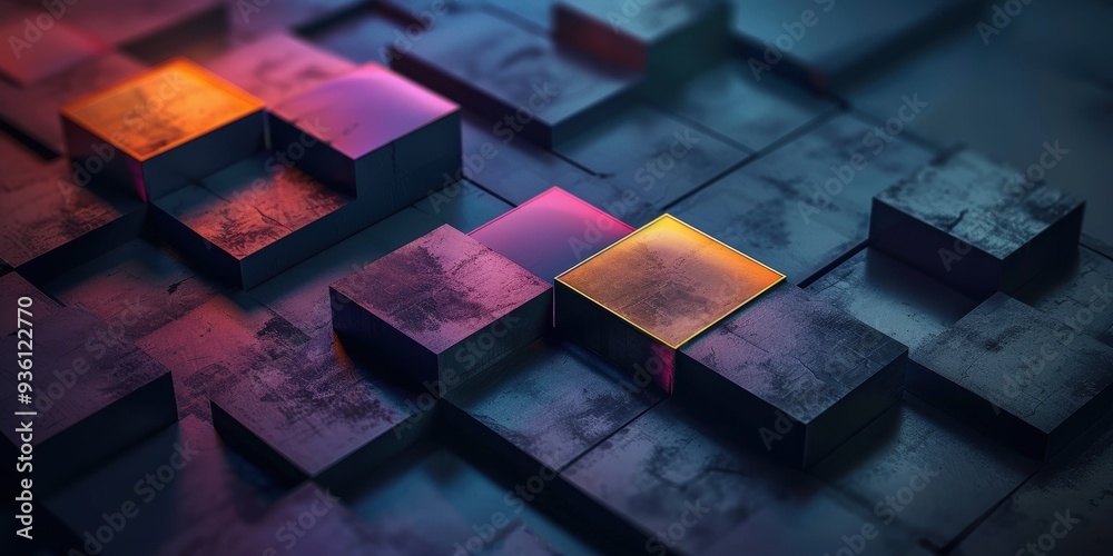 Abstract 3D Pattern with Colorful Blocks Abstract 3D Pattern with Colorful Blocks