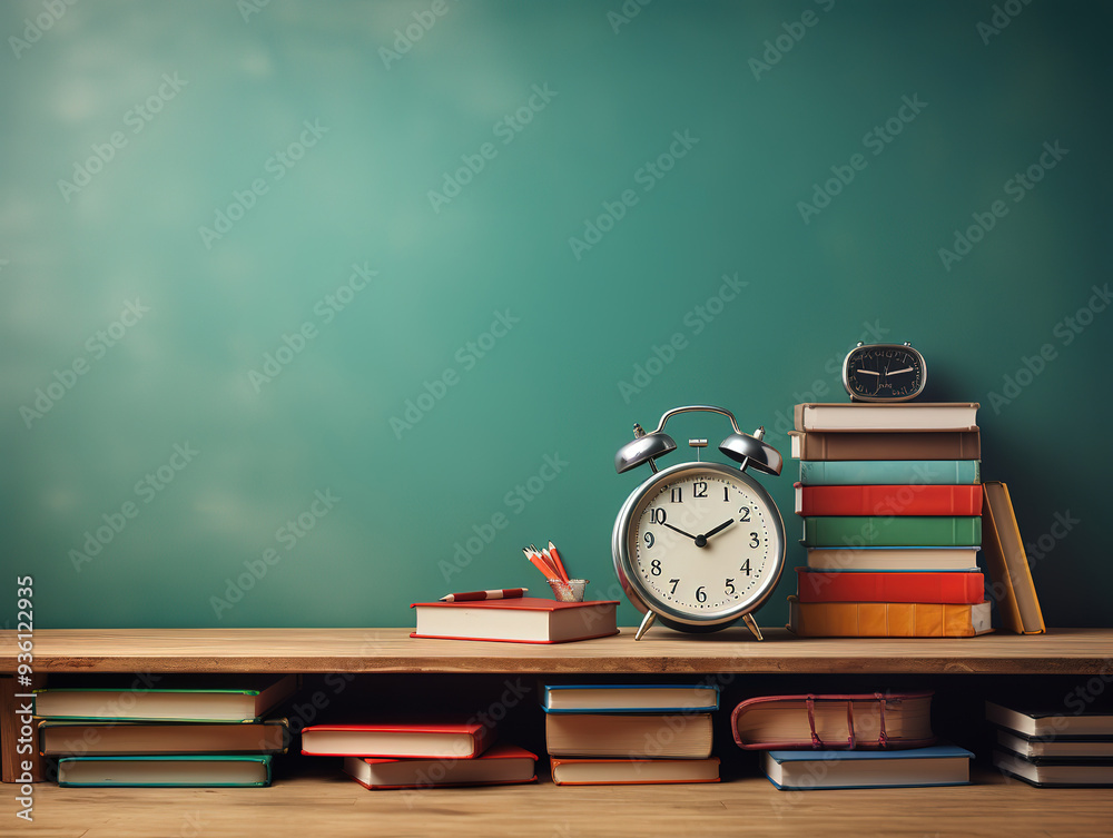Gorgious Blackboard and teacher's desk with pattern background Gorgious Blackboard and teacher's desk with pattern background