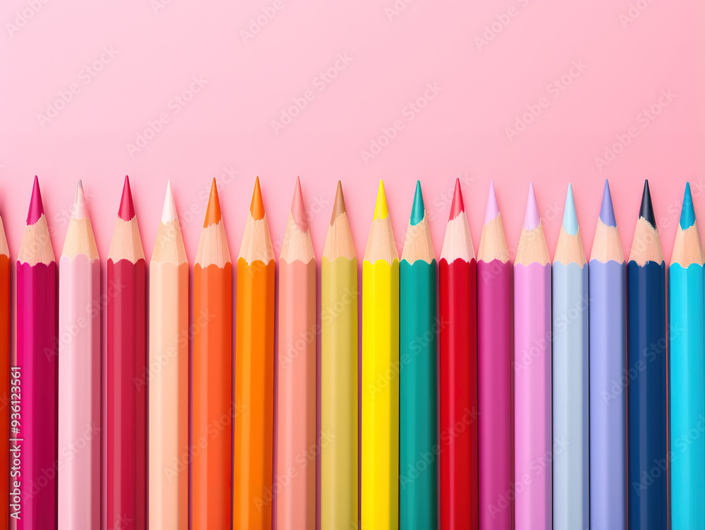 Attractive Front view of back to school stationery with pencils and medical mask Attractive Front view of back to school stationery with pencils and medical mask