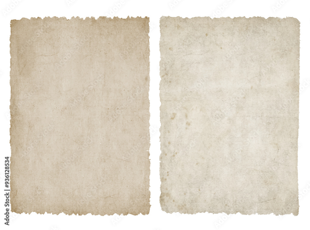 Obraz premium Old vintage paper sheets with ripped torn edges. Antique worn texture of paper or parchment