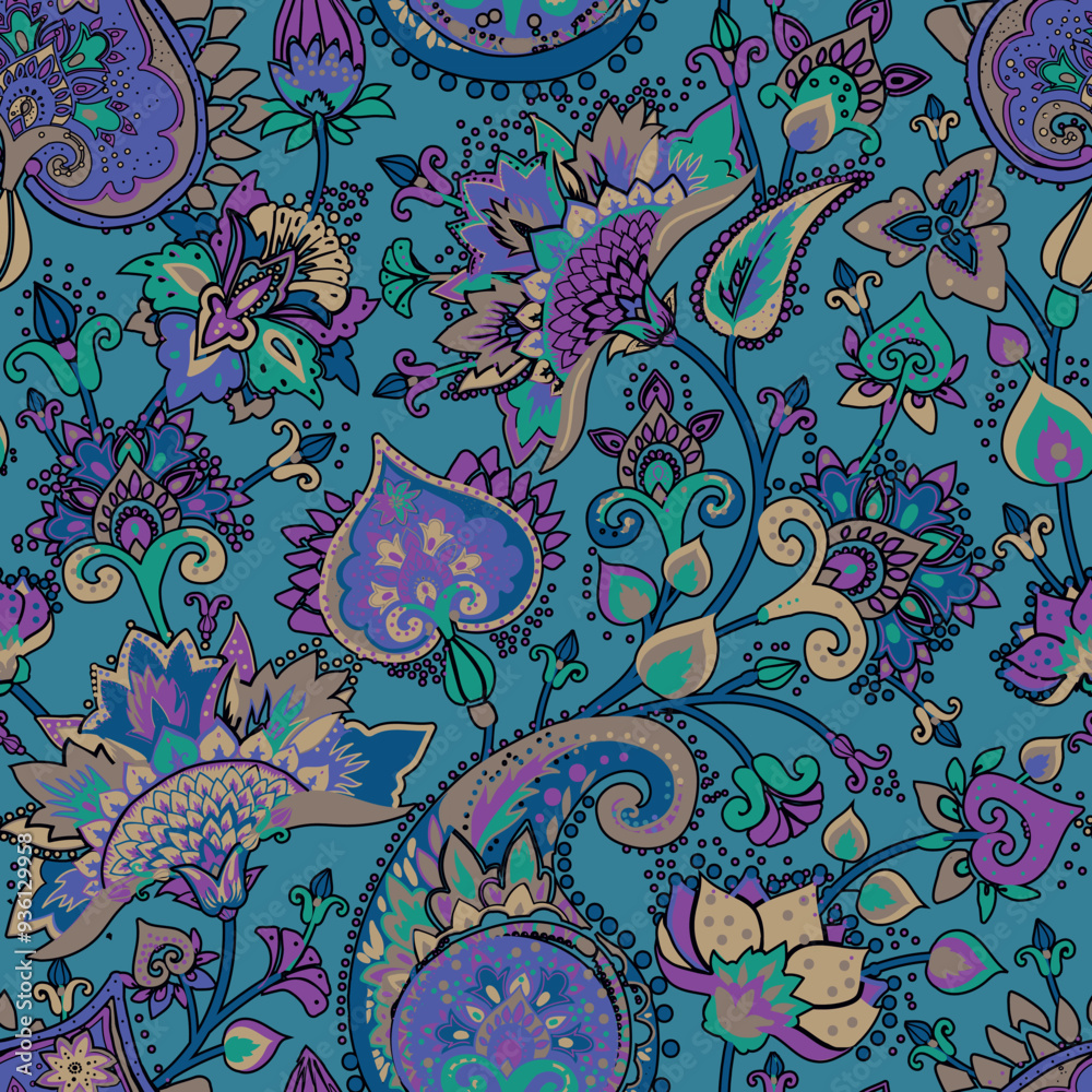 Fototapeta premium Paisley Garden. Vntage Seamless pattern in oriental style with decorative elements in paisley style.