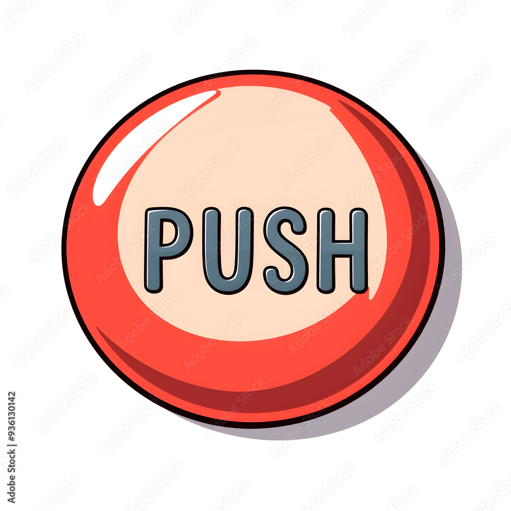 Red push button icon illustration on white background. Generative AI Red push button icon illustration on white background. Generative AI