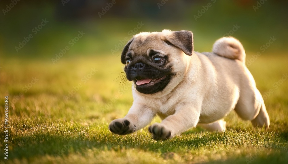 芝生の上を走っているパグの子犬(pug puppy running on the grass)
芝生の上を走っているパグの子犬(pug puppy running on the grass)