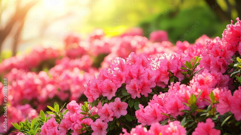 Pink Azalea Flowers Blooming in the Sunlight Pink Azalea Flowers Blooming in the Sunlight